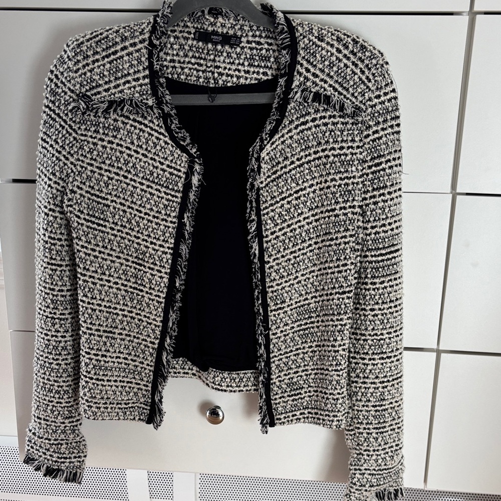 Mango Monochrome Tweed Blazer